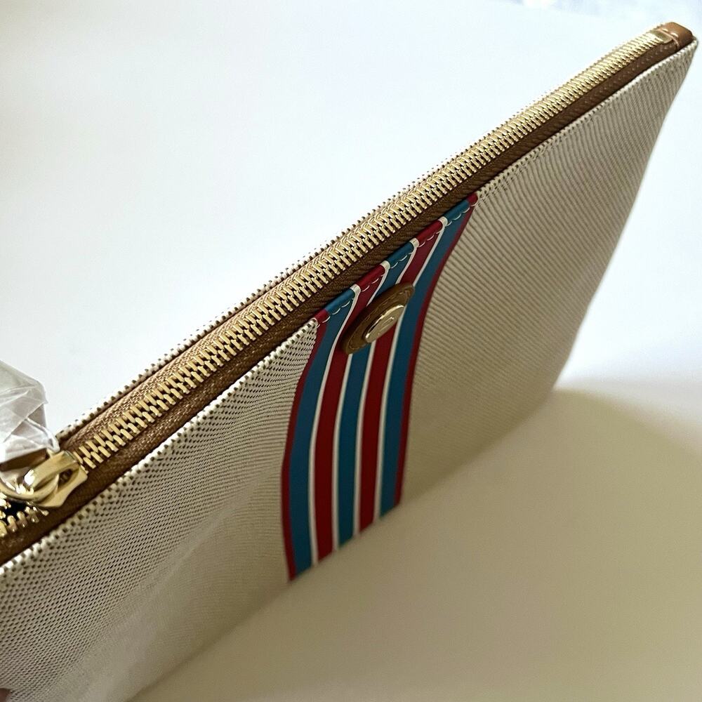Paravel Cabana Pouch Travel Clutch Large Paloma Striped Zip Top Canvas Italy NEW - Picture 4 of 6
